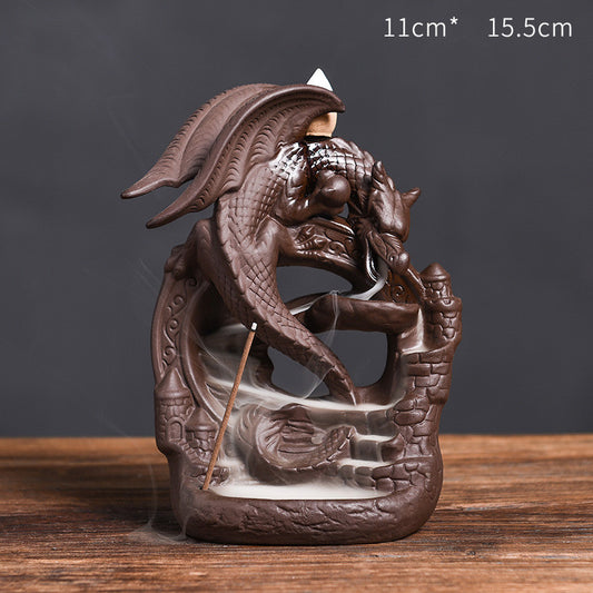 Ceramic Smoke Backflow Incense Burner Creative Flying Dragon In The Sky Nordic Pterodactyl Sandalwood Flow Stove Decoration
