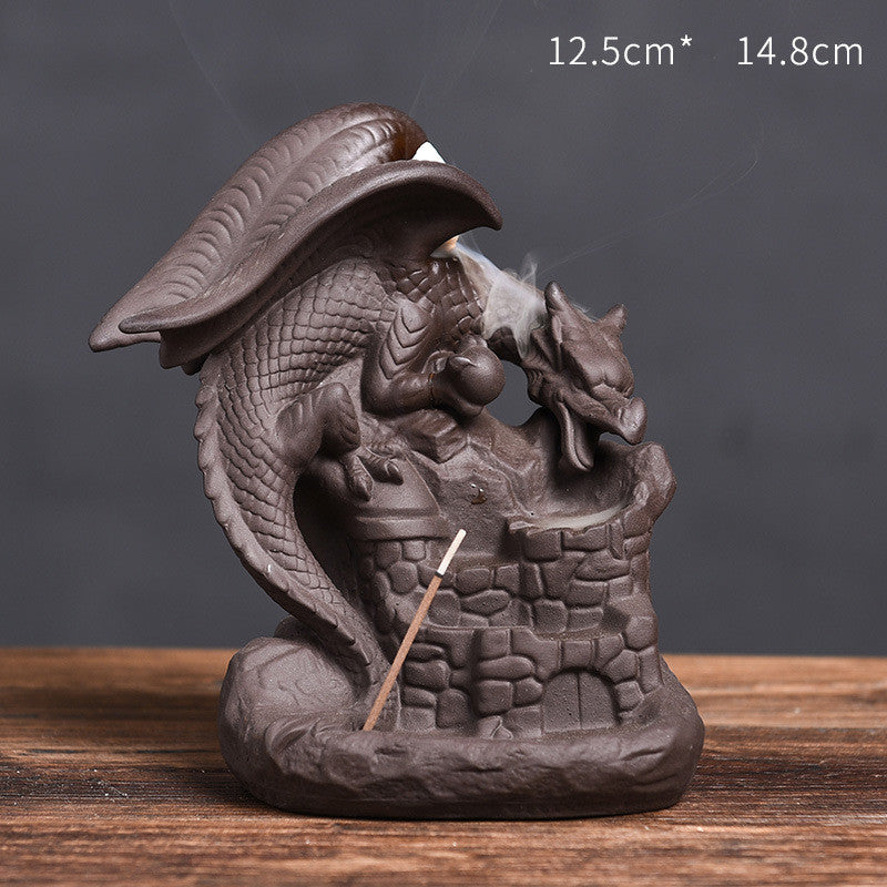 Ceramic Smoke Backflow Incense Burner Creative Flying Dragon In The Sky Nordic Pterodactyl Sandalwood Flow Stove Decoration