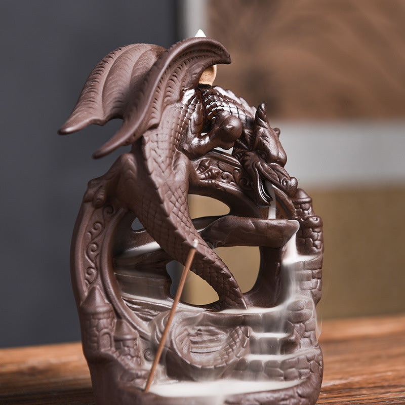 Ceramic Smoke Backflow Incense Burner Creative Flying Dragon In The Sky Nordic Pterodactyl Sandalwood Flow Stove Decoration
