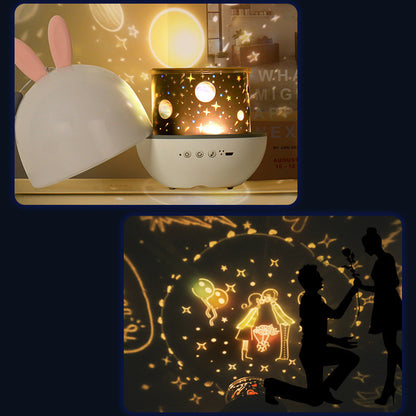 Starry Sky Projector Night Light Romantic Rotating Creative Dream Music Children's Room Starlight Bedroom Sleeping Table Lamp