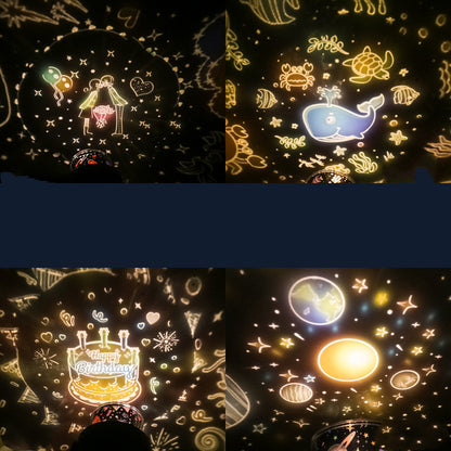 Starry Sky Projector Night Light Romantic Rotating Creative Dream Music Children's Room Starlight Bedroom Sleeping Table Lamp