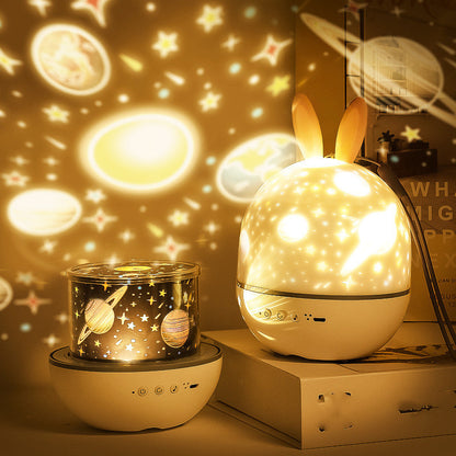 Starry Sky Projector Night Light Romantic Rotating Creative Dream Music Children's Room Starlight Bedroom Sleeping Table Lamp