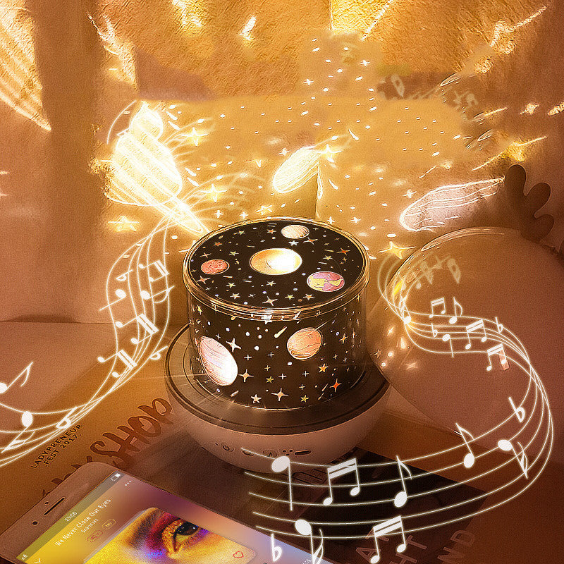Starry Sky Projector Night Light Romantic Rotating Creative Dream Music Children's Room Starlight Bedroom Sleeping Table Lamp