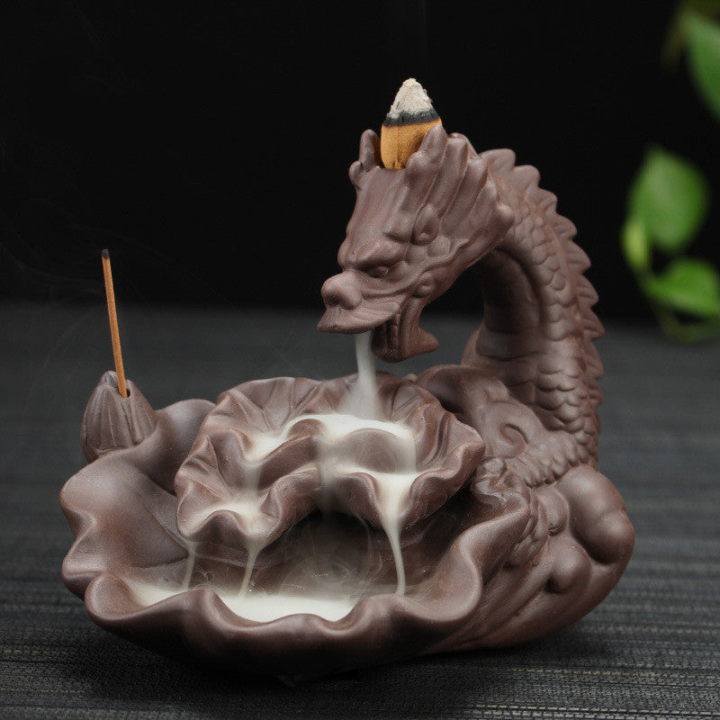 Purple Sand Dragon Backflow Smoke Incense Burner Tower Incense Sandalwood Incense Burner Aromatherapy Burner Home Office Decoration