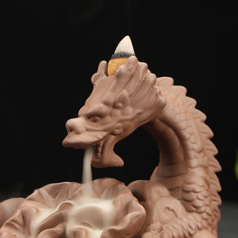 Purple Sand Dragon Backflow Smoke Incense Burner Tower Incense Sandalwood Incense Burner Aromatherapy Burner Home Office Decoration