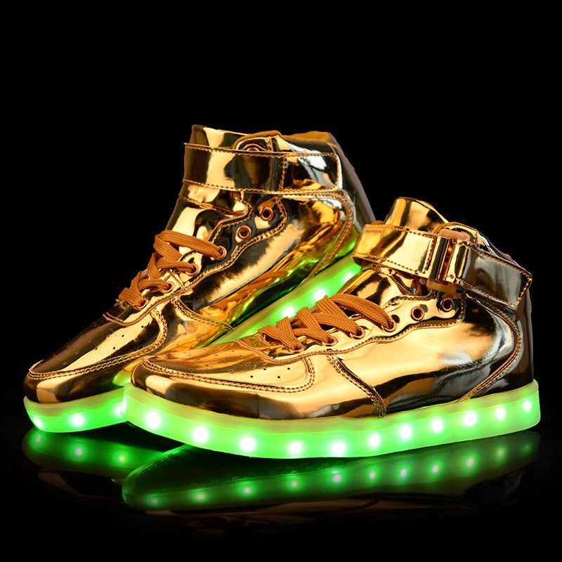 Usb Rechargeable Men's And Women's Light Shoes High Top Luminous Shoes
