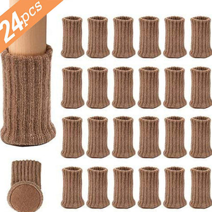 24 PCS Knitted Chair Leg Socks High Elastic Furniture Socks Pads Non-Slip Furniture Feet Caps Covers for Protect Floor