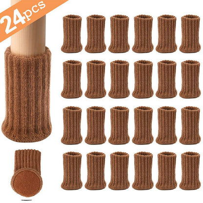 24 PCS Knitted Chair Leg Socks High Elastic Furniture Socks Pads Non-Slip Furniture Feet Caps Covers for Protect Floor