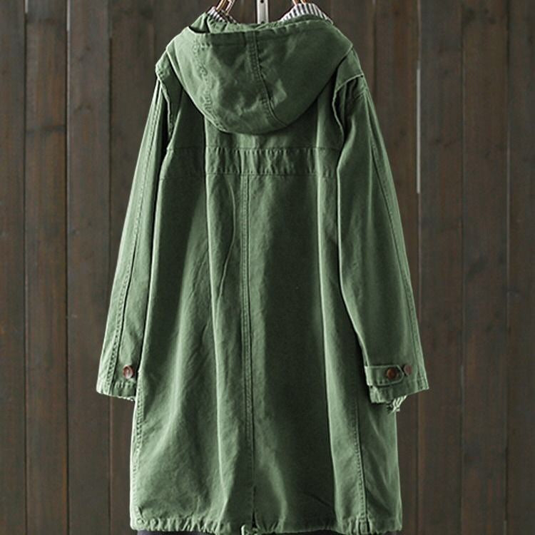 Women's plus size mid-length trench coat