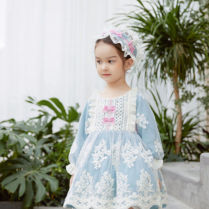 Long-Sleeved Dress, Lace And Crocheted Girl'S Princess Dress, Spanish Style Embroidered Children'S Dress