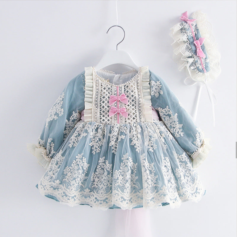 Long-Sleeved Dress, Lace And Crocheted Girl'S Princess Dress, Spanish Style Embroidered Children'S Dress