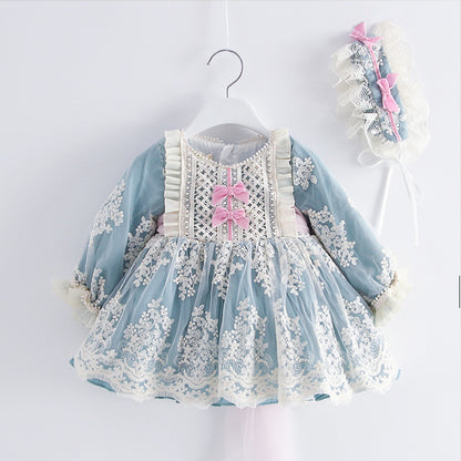 Long-Sleeved Dress, Lace And Crocheted Girl'S Princess Dress, Spanish Style Embroidered Children'S Dress