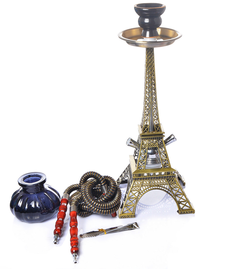 Eiffel Tower Arabian Shisha Double Pipe Hookah Set