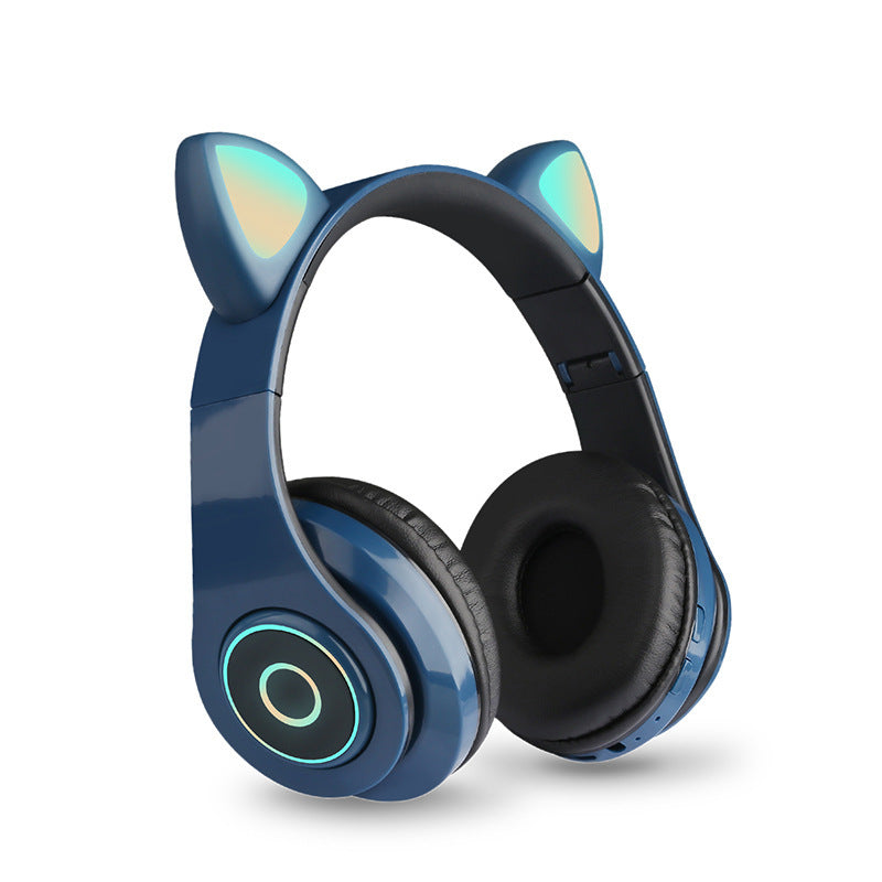 Cartoon Cat Ears 5.0 Bluetooth Headset Luminous Foldable Card Music