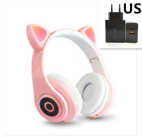 Cartoon Cat Ears 5.0 Bluetooth Headset Luminous Foldable Card Music