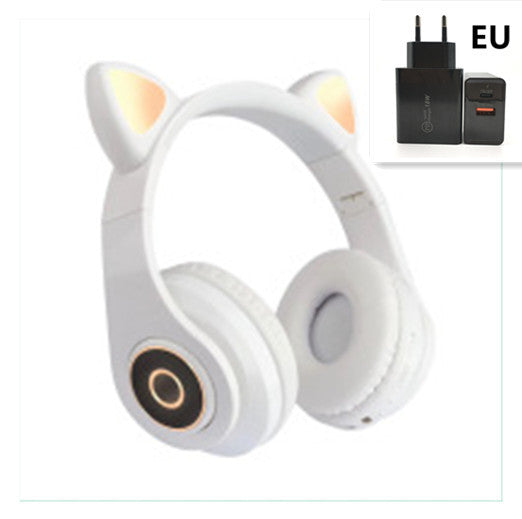 Cartoon Cat Ears 5.0 Bluetooth Headset Luminous Foldable Card Music
