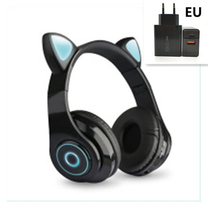 Cartoon Cat Ears 5.0 Bluetooth Headset Luminous Foldable Card Music