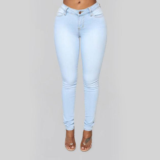 Simple Fashion Ladies High Stretch Jeans