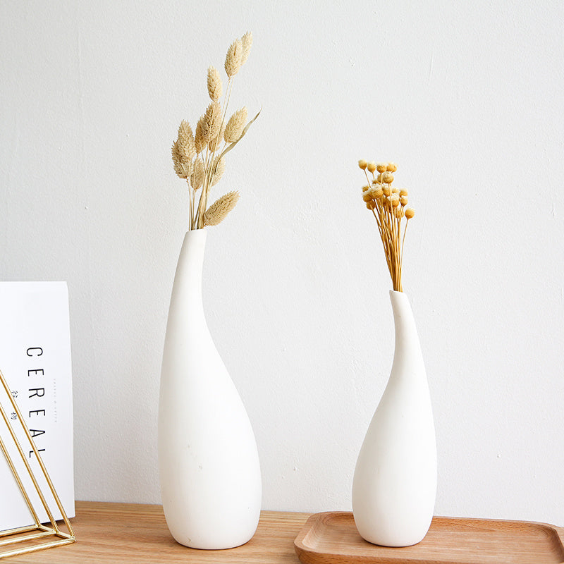 White Water Drop Vase Simple Modern Model Room Ceramic Dried Flower Flower Ornaments