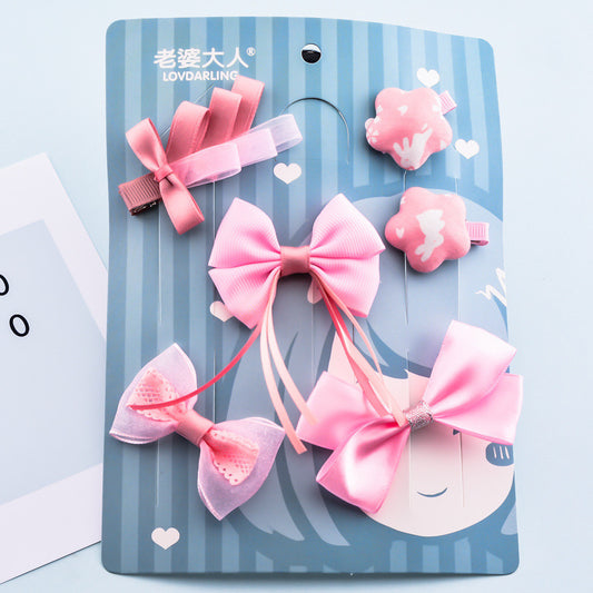 Korean Girl Princess Korean Bow Hairpin Hairpin Combo Set Hair Accessories Birthday Gift Headdress Gift Box
