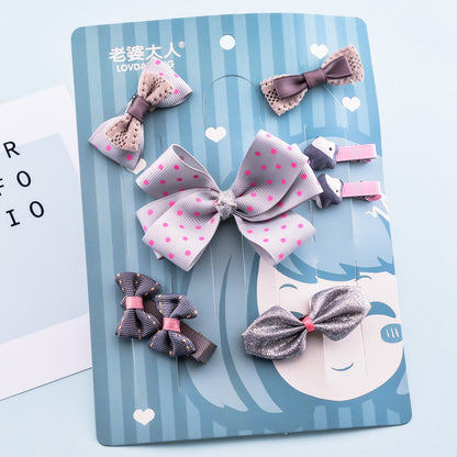 Korean Girl Princess Korean Bow Hairpin Hairpin Combo Set Hair Accessories Birthday Gift Headdress Gift Box