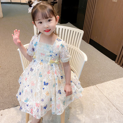 Girls Summer Lace Princess Dress Long Skirt