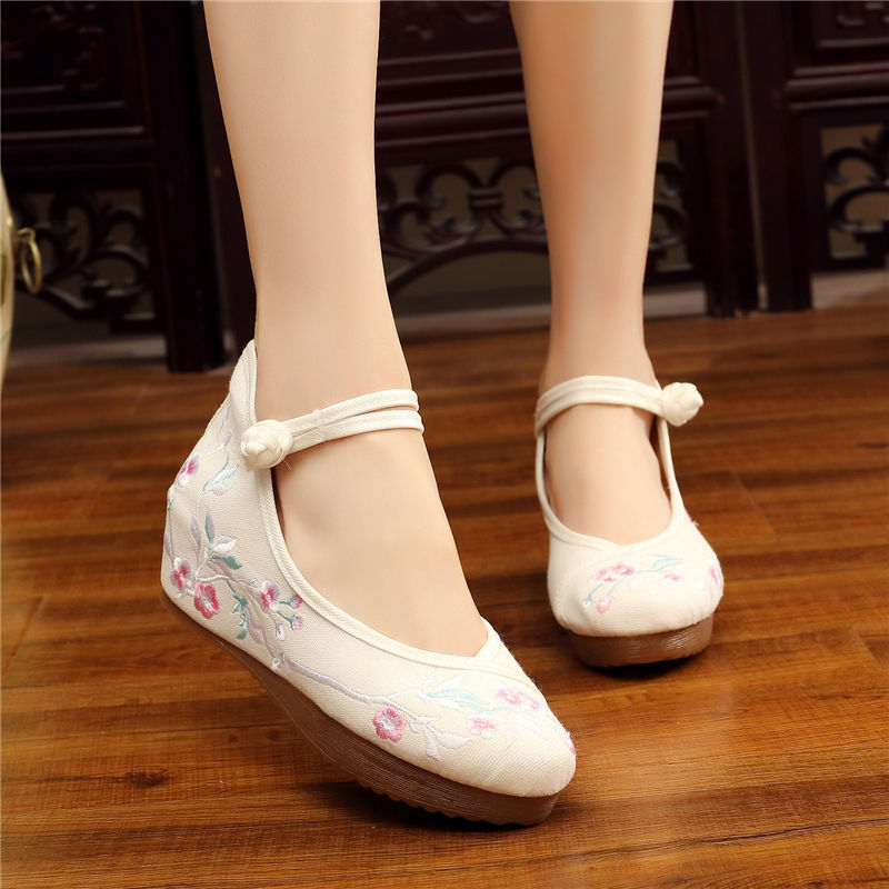 Shoes Women Lace Up Embroidered Shoes With High Slope Style Dancing Shoes Single Cloth Shoes - FLIPSTYLEZLLC