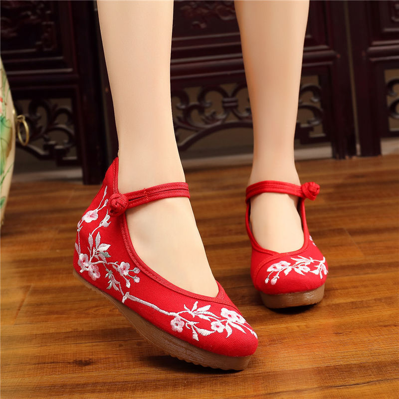 Shoes Women Lace Up Embroidered Shoes With High Slope Style Dancing Shoes Single Cloth Shoes - FLIPSTYLEZLLC