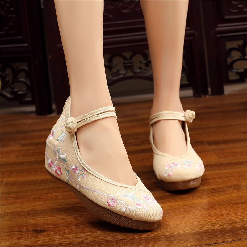 Shoes Women Lace Up Embroidered Shoes With High Slope Style Dancing Shoes Single Cloth Shoes - FLIPSTYLEZLLC