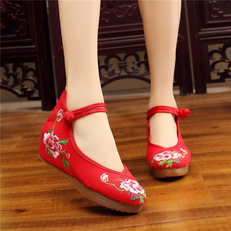 Shoes Women Lace Up Embroidered Shoes With High Slope Style Dancing Shoes Single Cloth Shoes - FLIPSTYLEZLLC