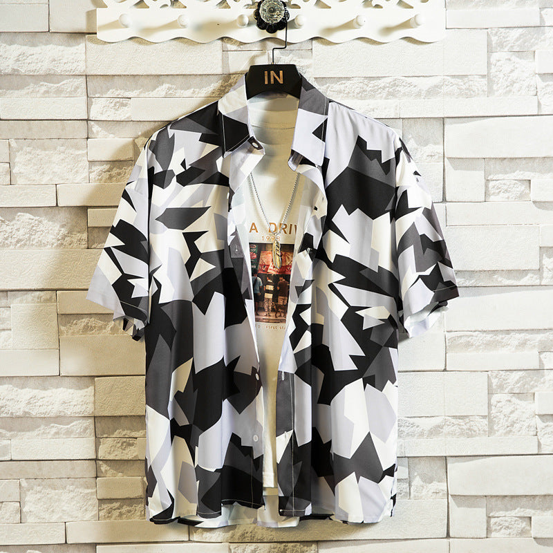 Holiday Suit Summer Hawaiian Short Sleeve Shirt Shorts Beach Pants Suit Large