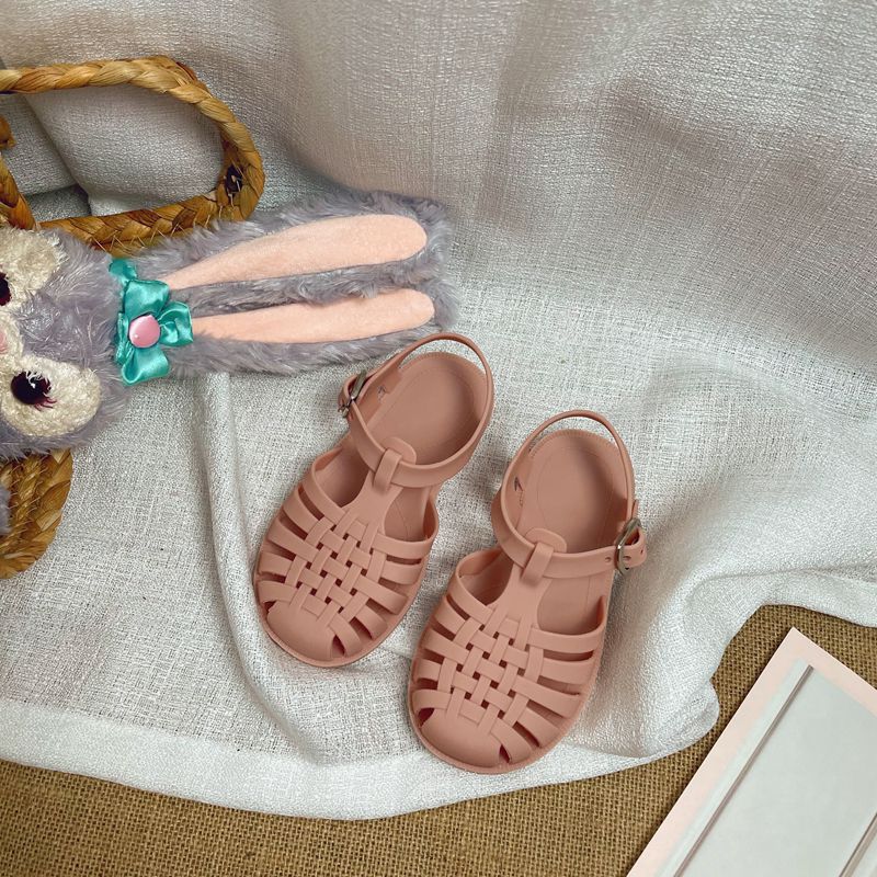 Children's Jelly Sandals Baby Hollow Baotou Roman Shoes