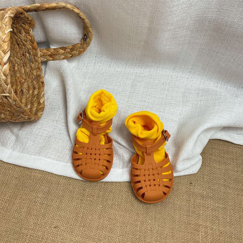Children's Jelly Sandals Baby Hollow Baotou Roman Shoes