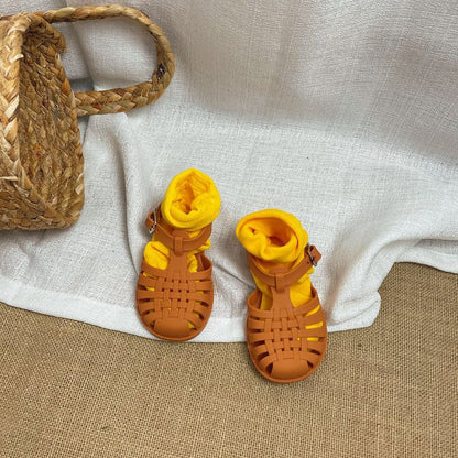 Children's Jelly Sandals Baby Hollow Baotou Roman Shoes