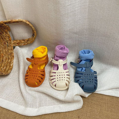 Children's Jelly Sandals Baby Hollow Baotou Roman Shoes