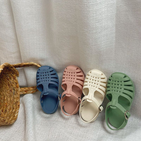 Children's Jelly Sandals Baby Hollow Baotou Roman Shoes