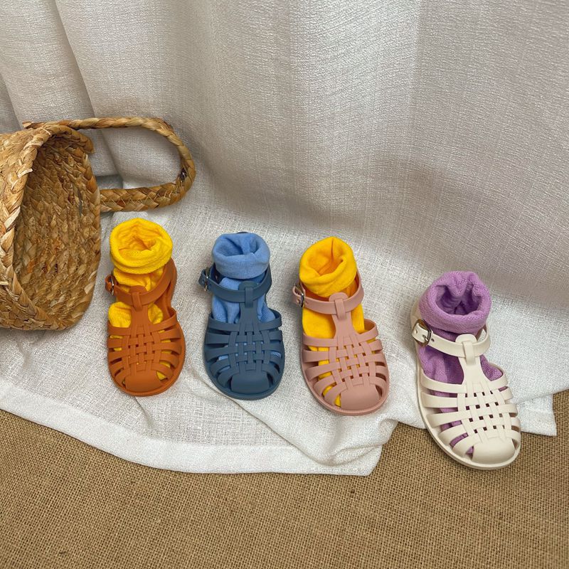 Children's Jelly Sandals Baby Hollow Baotou Roman Shoes