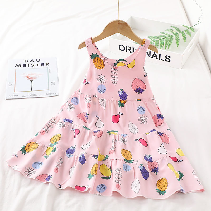 Children'S Summer Dress Girl Baby Princess Suspender Skirt Little Girl'S Dress Cotton Silk Little Girl'S Dress