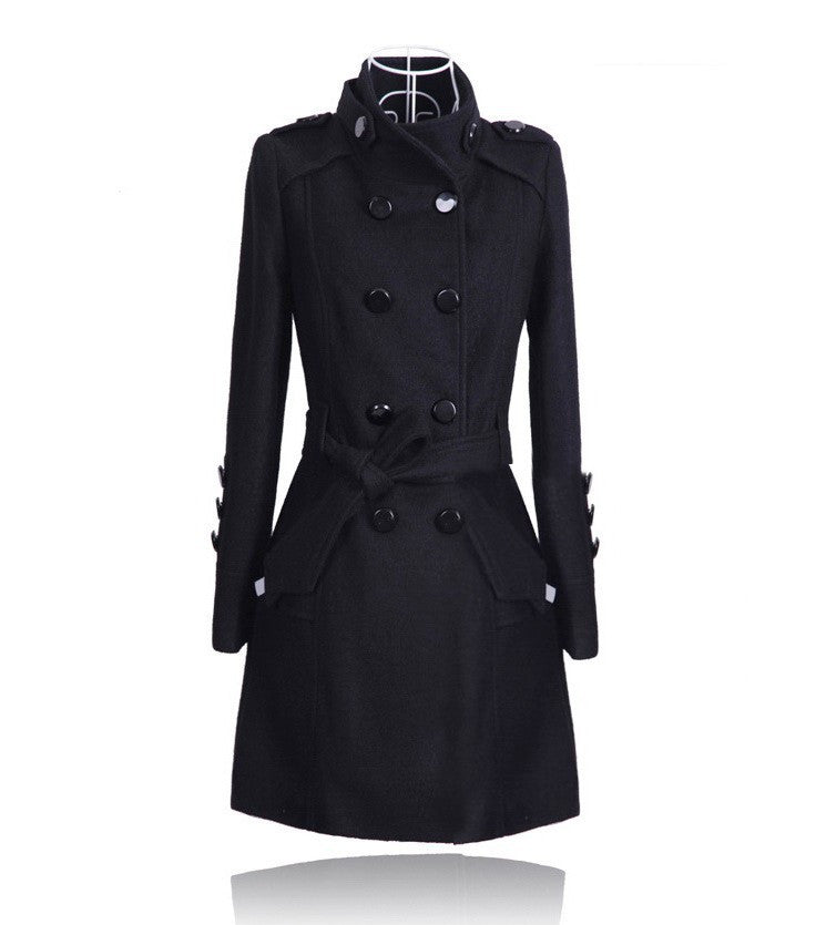 Korean Style Slim Waist Plus Size Woolen Mid-length Woolen Coat