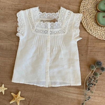 Icc European And American Style Girls Floral Lace Blouse