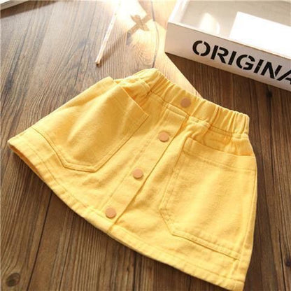 Foreign Girl''s Candy Color Versatile Cotton Small Waist Skirt Korean