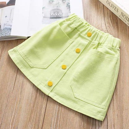 Foreign Girl''s Candy Color Versatile Cotton Small Waist Skirt Korean