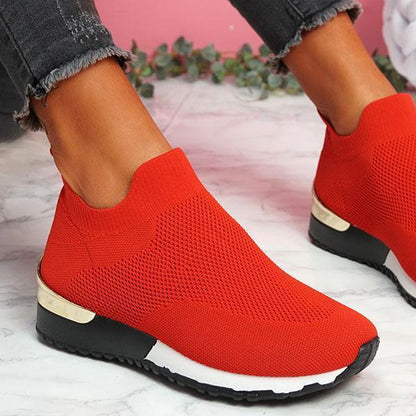 New Style Flying Knit Socks Shoes Stretch Cloth 43 Size Women's Shoes