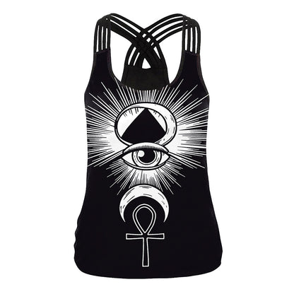 Mandala Printed Cross - Back Vest For Ladies