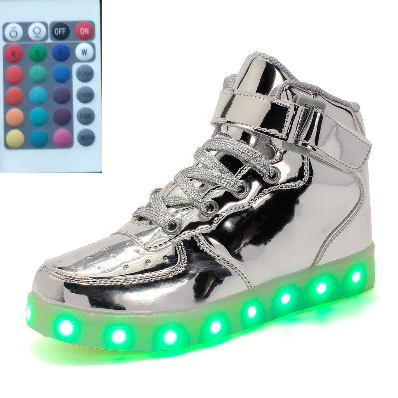 High-top LED Luminous Shoes Remote Control Light Shoes Square Ghost Dance Light Shoes Luminous Running Shoes Men And Women Shoes - FLIPSTYLEZLLC