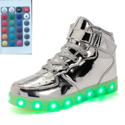 High-top LED Luminous Shoes Remote Control Light Shoes Square Ghost Dance Light Shoes Luminous Running Shoes Men And Women Shoes - FLIPSTYLEZLLC