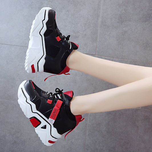 Inner Increase Small White Shoes Female Spring New Wild 10Cm Thick Bottom Sponge Cake Sports Net Red Daddy