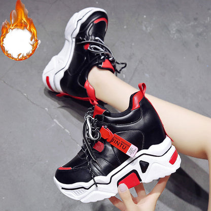 Inner Increase Small White Shoes Female Spring New Wild 10Cm Thick Bottom Sponge Cake Sports Net Red Daddy