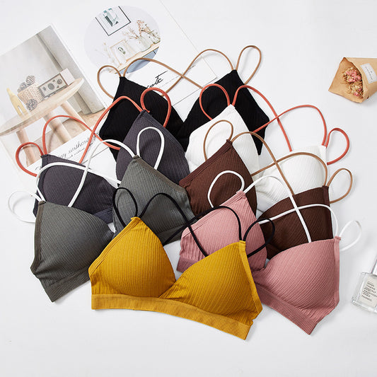 Threaded Hollow Beauty Back Cross Strap Tube Top