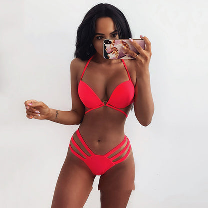 New Product Solid Color Sexy Bikini Ladies Split Swimsuit